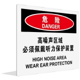 高噪声区域 必须佩戴听力保护装置(中英文)