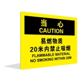 易燃物质 20米内禁止吸烟（中英文）